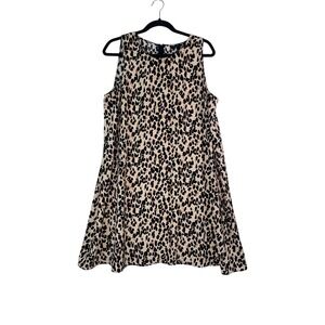 Halogen Womens Leopard Print Sleeveless Shift Dress Tan Black Size L HA356300MI
